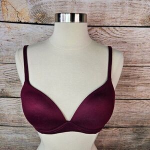 Victoria's Secret Burgundy T-Shirt Bra Wireless Smooth Padded Everyday Basic 32C